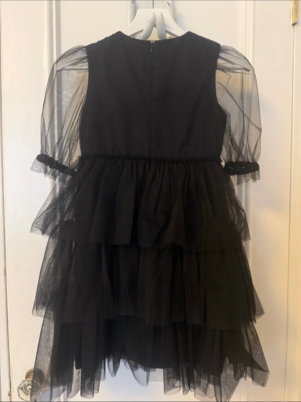 Il Gufo Elegant Black Tiered Tulle Sheet Formal Party Wednesday Addams Dress